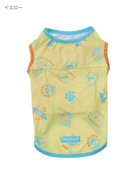 SANTAMONICAロゴ保冷剤ポケット付きノースリーブ犬服ブランドのドッグデプト/DOG DEPT