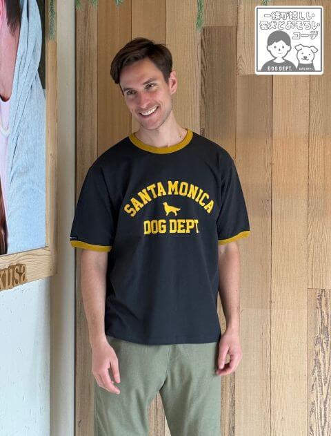 ロゴプリントリンガークールTシャツ 犬服ブランドのドッグデプト/DOG DEPT