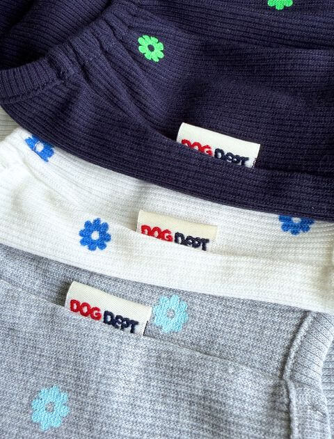 フラワーリブノースリーブ 犬服ブランドのドッグデプト/DOG DEPT