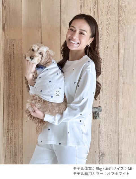 フラワーリブノースリーブ 犬服ブランドのドッグデプト/DOG DEPT