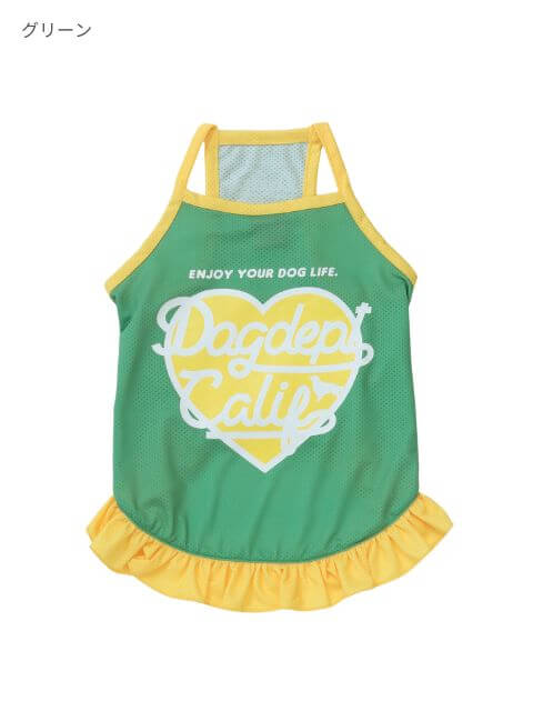 メッシュハートロゴキャミワンピ 犬服ブランドのドッグデプト/DOG DEPT