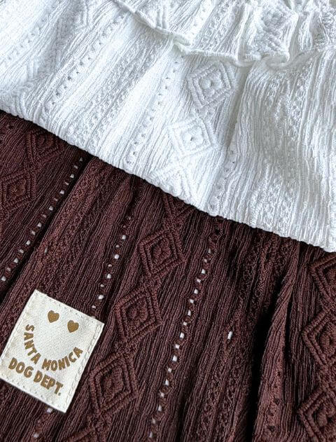 透かし柄フリルワンピース犬服ブランドのドッグデプト/DOG DEPT