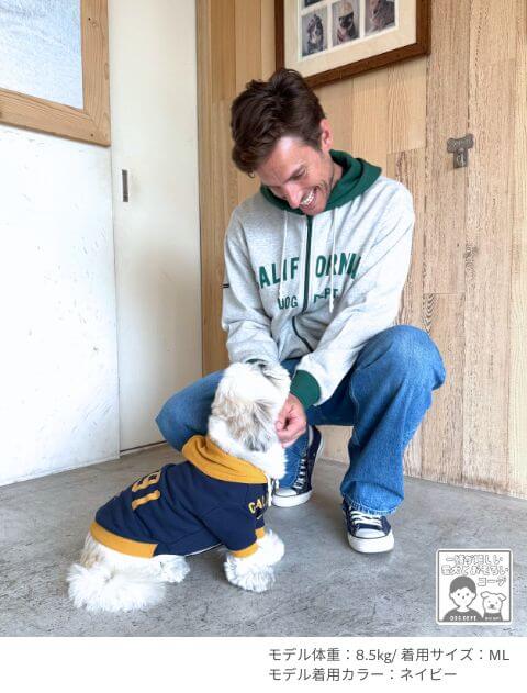 カレッジロゴボタンパーカー犬服ブランドのドッグデプト/DOG DEPT