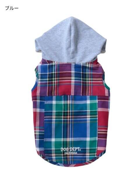 チェックシャツパーカー犬服ブランドのドッグデプト/DOG DEPT
