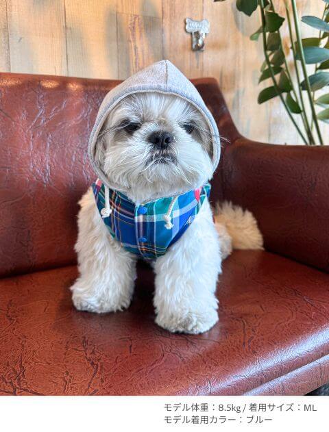 チェックシャツパーカー犬服ブランドのドッグデプト/DOG DEPT