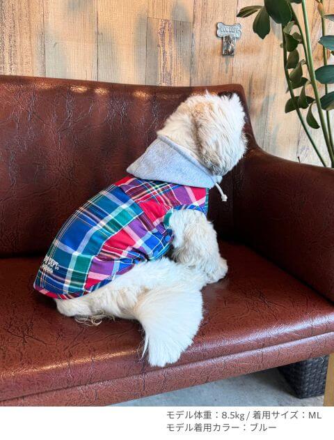 チェックシャツパーカー犬服ブランドのドッグデプト/DOG DEPT