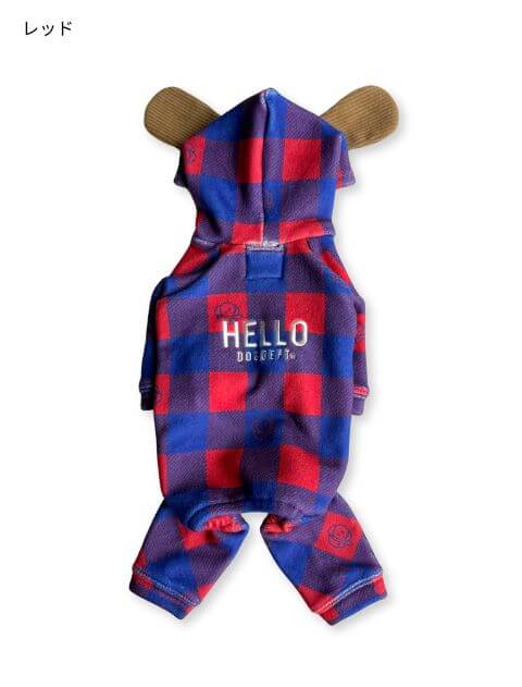 ストレッチフリースチェックロンパース犬服ブランドのドッグデプト/DOG DEPT