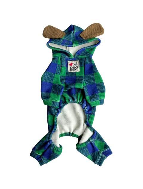 ストレッチフリースチェックロンパース犬服ブランドのドッグデプト/DOG DEPT