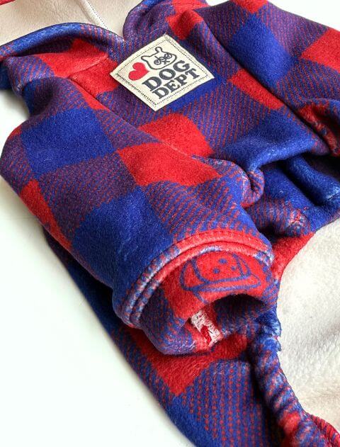 ストレッチフリースチェックロンパース犬服ブランドのドッグデプト/DOG DEPT