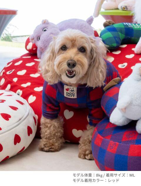 ストレッチフリースチェックロンパース犬服ブランドのドッグデプト/DOG DEPT