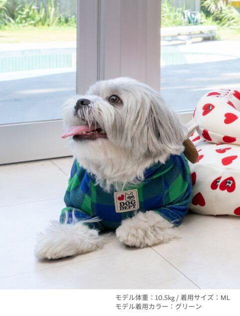 ストレッチフリースチェックロンパース犬服ブランドのドッグデプト/DOG DEPT