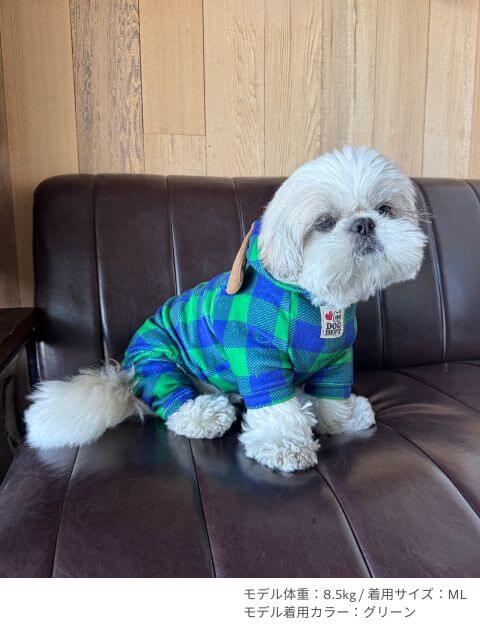 ストレッチフリースチェックロンパース犬服ブランドのドッグデプト/DOG DEPT