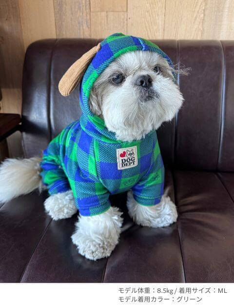ストレッチフリースチェックロンパース犬服ブランドのドッグデプト/DOG DEPT