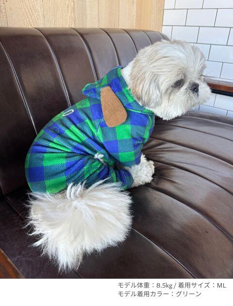 ストレッチフリースチェックロンパース犬服ブランドのドッグデプト/DOG DEPT