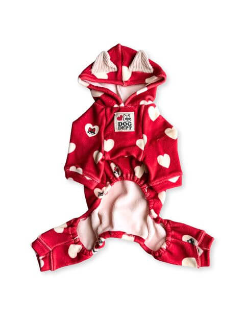 ストレッチフリースハートロンパース犬服ブランドのドッグデプト/DOG DEPT