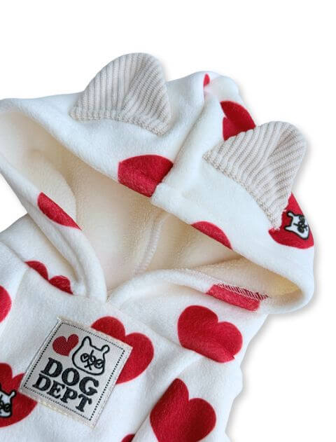 ストレッチフリースハートロンパース犬服ブランドのドッグデプト/DOG DEPT