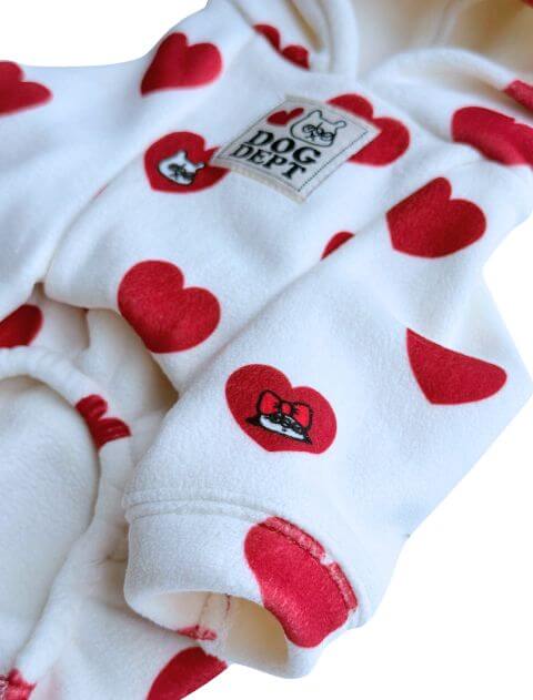 ストレッチフリースハートロンパース犬服ブランドのドッグデプト/DOG DEPT