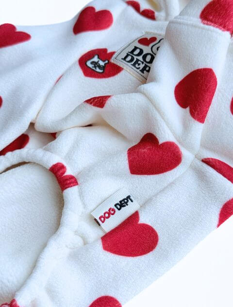 ストレッチフリースハートロンパース犬服ブランドのドッグデプト/DOG DEPT