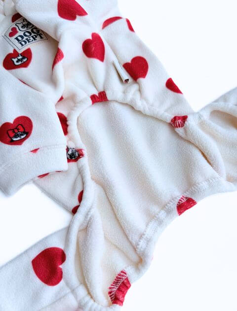 ストレッチフリースハートロンパース犬服ブランドのドッグデプト/DOG DEPT