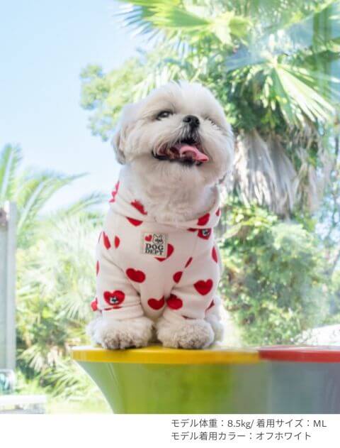 ストレッチフリースハートロンパース犬服ブランドのドッグデプト/DOG DEPT