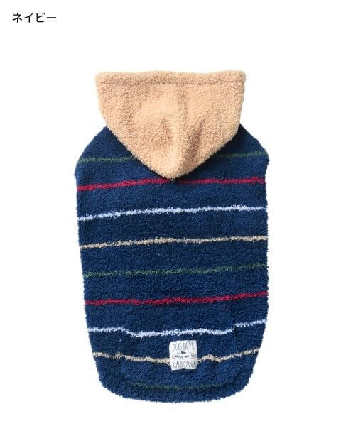 もこもこボーダープルパーカー 犬服ブランドのドッグデプト/DOG DEPT