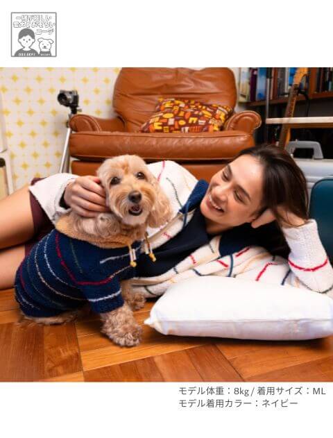もこもこボーダープルパーカー 犬服ブランドのドッグデプト/DOG DEPT