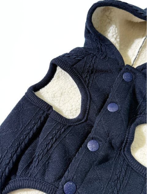 裏ボアケーブルボタンパーカー 犬服ブランドのドッグデプト/DOG DEPT