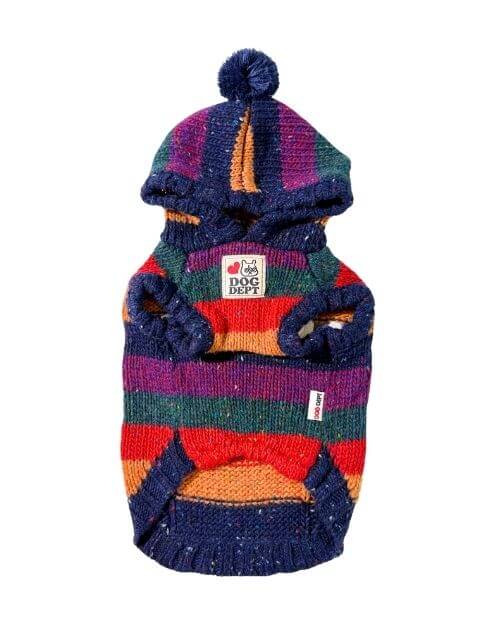 カラフルボーダーパーカーニット 犬服ブランドのドッグデプト/DOG DEPT