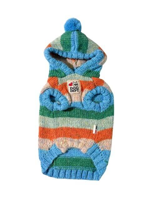 カラフルボーダーパーカーニット 犬服ブランドのドッグデプト/DOG DEPT