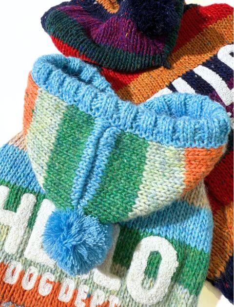 カラフルボーダーパーカーニット 犬服ブランドのドッグデプト/DOG DEPT