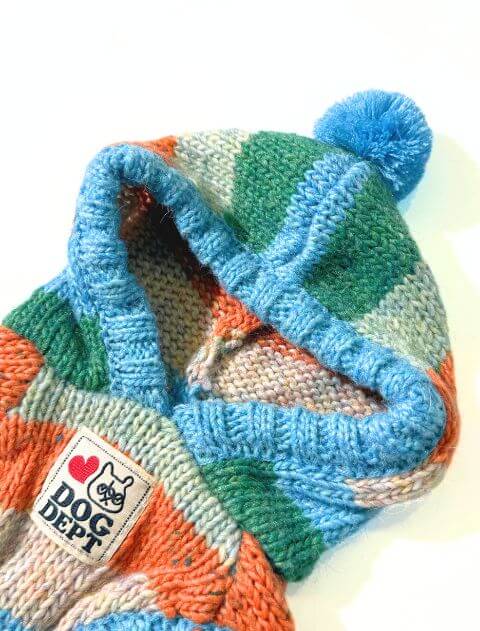 カラフルボーダーパーカーニット 犬服ブランドのドッグデプト/DOG DEPT