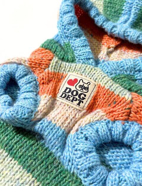 カラフルボーダーパーカーニット 犬服ブランドのドッグデプト/DOG DEPT