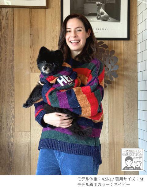 カラフルボーダーパーカーニット 犬服ブランドのドッグデプト/DOG DEPT