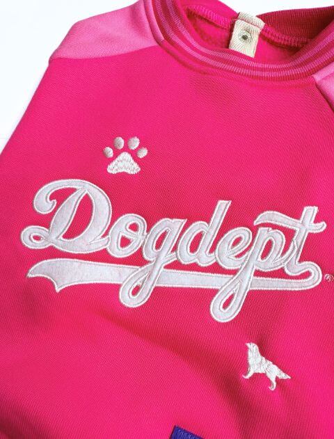 スポーツロゴラグランボタンスウェット 犬服ブランドのドッグデプト/DOG DEPT