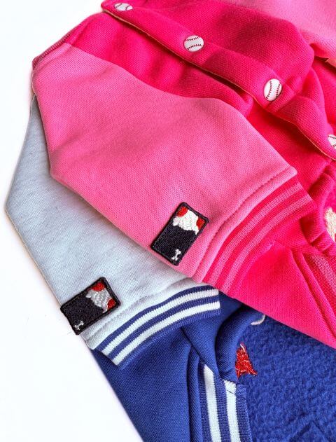 スポーツロゴラグランボタンスウェット 犬服ブランドのドッグデプト/DOG DEPT