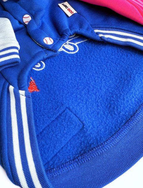 スポーツロゴラグランボタンスウェット 犬服ブランドのドッグデプト/DOG DEPT