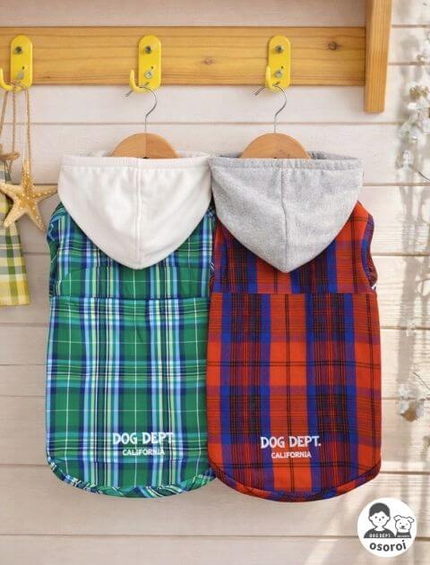 【DOG WEAR】チェックシャツパーカー