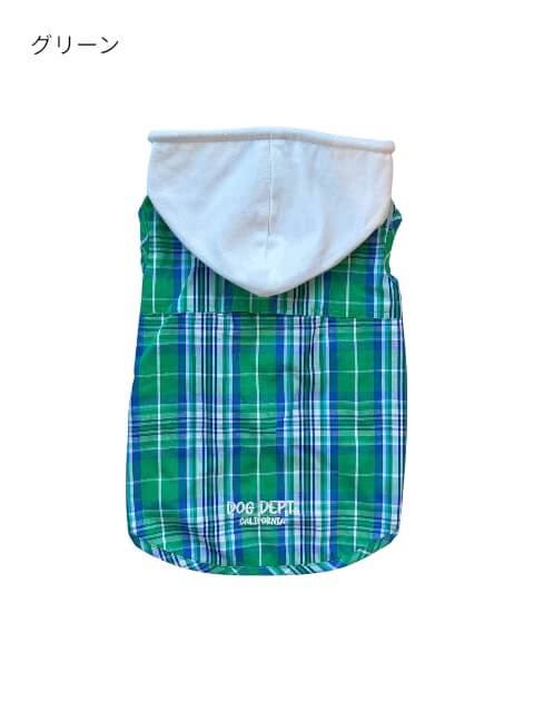 チェックシャツパーカー犬服ブランドのドッグデプト/DOG DEPT