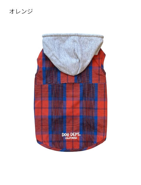 チェックシャツパーカー犬服ブランドのドッグデプト/DOG DEPT