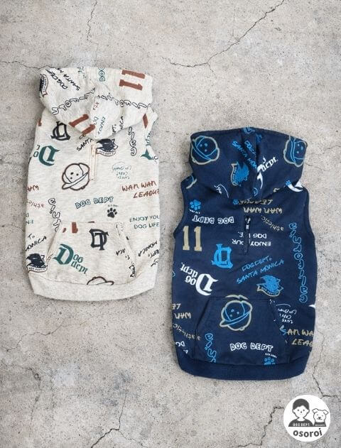 【DOG WEAR】HELLO.MAX総柄ロゴボタンパーカー