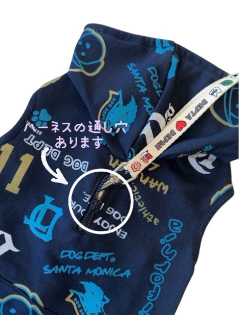 HELLO.MAX総柄ロゴボタンパーカー犬服ブランドのドッグデプト/DOG DEPT