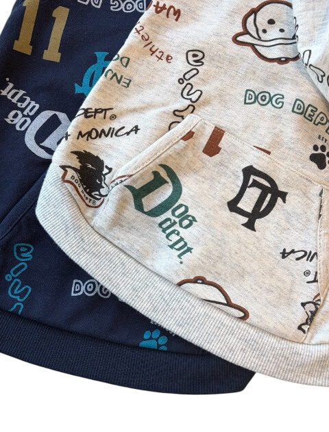 HELLO.MAX総柄ロゴボタンパーカー犬服ブランドのドッグデプト/DOG DEPT