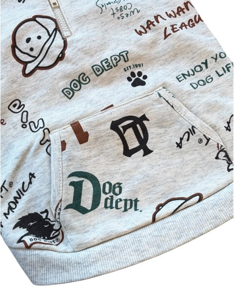 HELLO.MAX総柄ロゴボタンパーカー犬服ブランドのドッグデプト/DOG DEPT