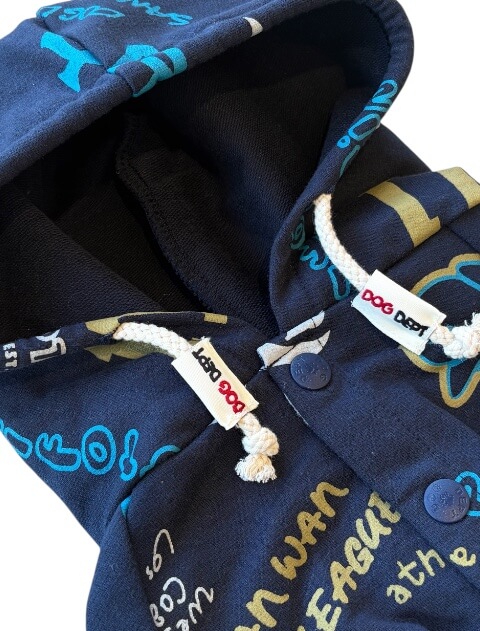 HELLO.MAX総柄ロゴボタンパーカー犬服ブランドのドッグデプト/DOG DEPT