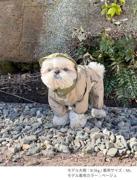 【耐水圧10000mm】撥水足付きレインコート 犬服ブランドのドッグデプト/DOG DEPT