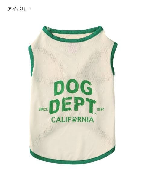 ダメージロゴフロッキーメッシュノースリーブ犬服ブランドのドッグデプト/DOG DEPT