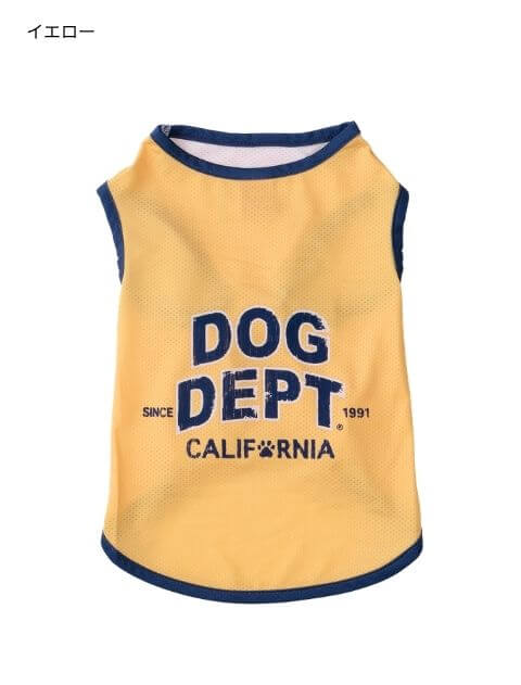 ダメージロゴフロッキーメッシュノースリーブ犬服ブランドのドッグデプト/DOG DEPT