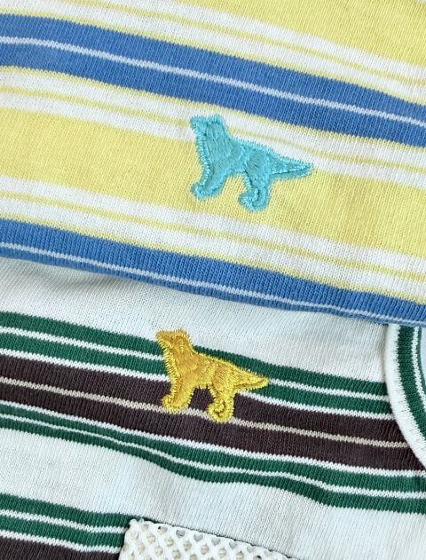 保冷剤ポケット付きナチュラルヴィンテージボーダーノースリーブポロ      犬服ブランドのドッグデプト/DOG DEPT