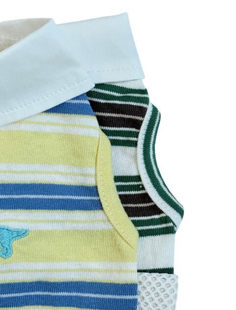 保冷剤ポケット付きナチュラルヴィンテージボーダーノースリーブポロ      犬服ブランドのドッグデプト/DOG DEPT