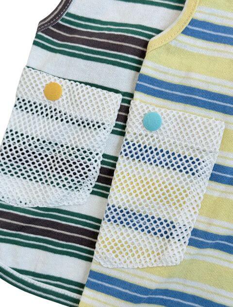 保冷剤ポケット付きナチュラルヴィンテージボーダーノースリーブポロ      犬服ブランドのドッグデプト/DOG DEPT